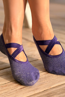 Chaussettes Pailletées Antidérapantes Améthyste