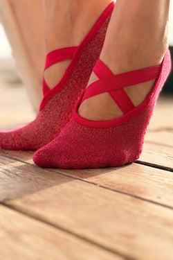Chaussettes Pailletées Antidérapantes Rose