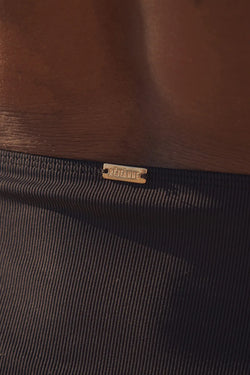 Nérée Black Ribbed Mid-Rise Bikini Brief